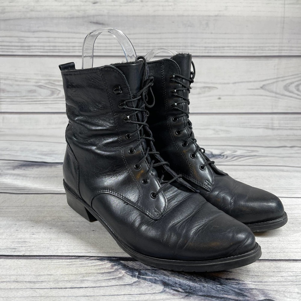 Blondo Black Leather Retro Lace-up Ankle Boots - Size 10
